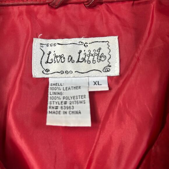 Live a Little Red Suede Leather Snap Jacket XL - Picture 6 of 6